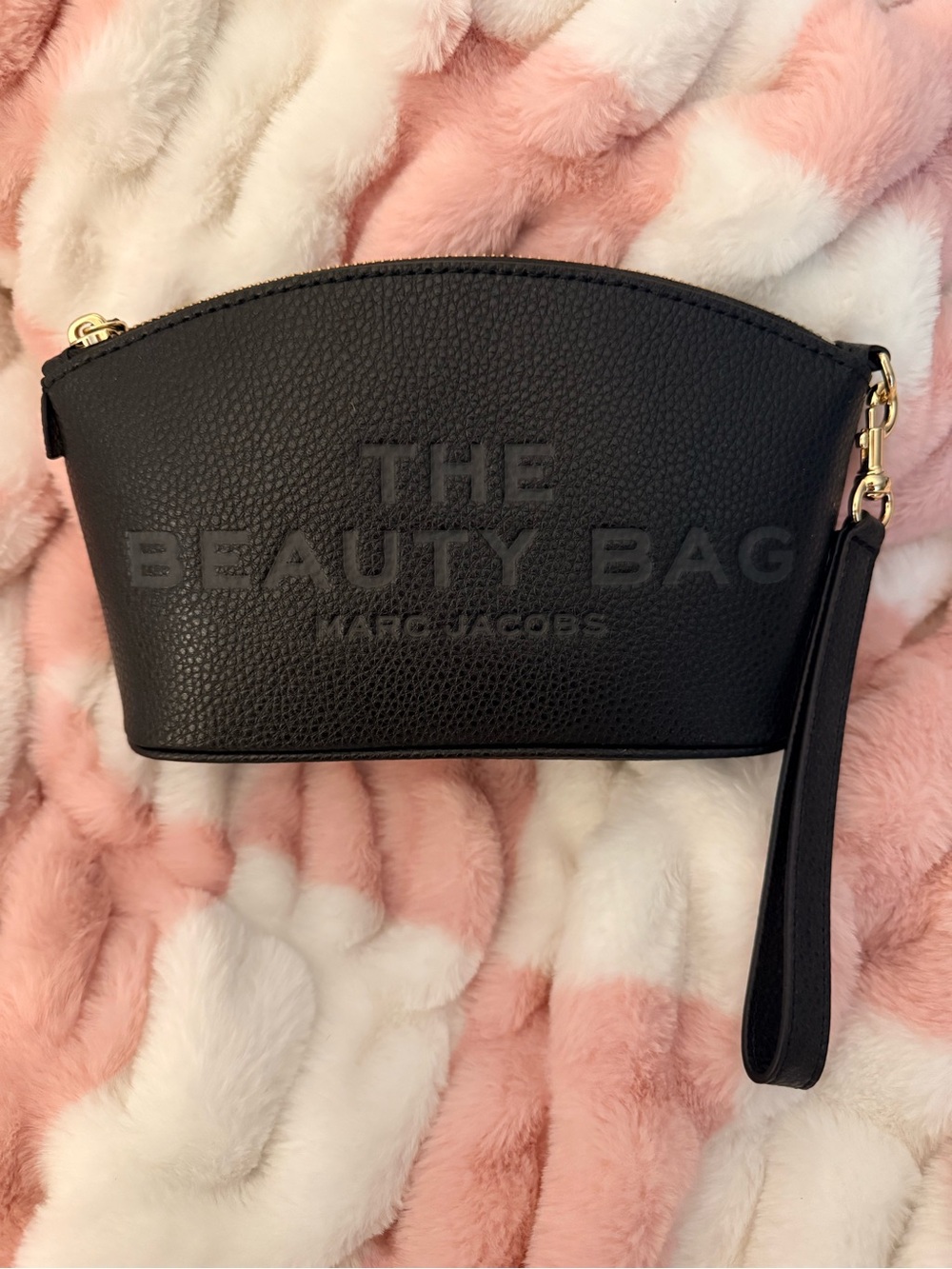 Marc Jacobs Black Pebbled Leather 'The Beauty Bag' Wristlet Cosmetic Case